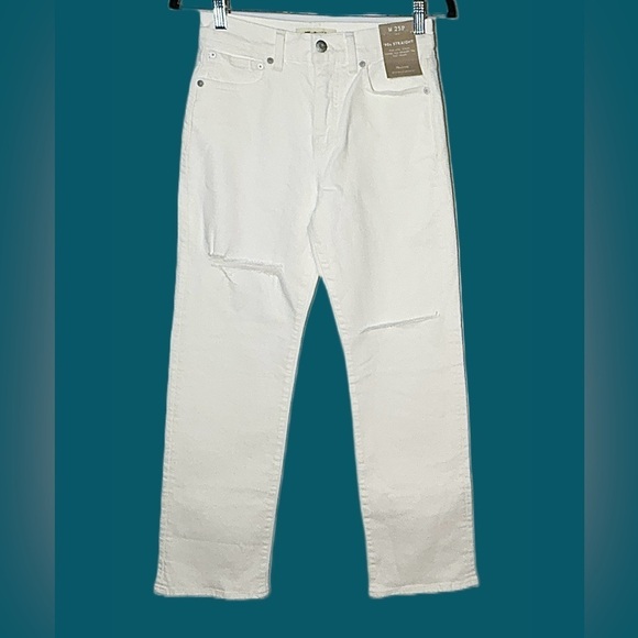 NWT Madewell The Petite '90s Straight Jean in Tile White, Ripped, Size 25P - Picture 6 of 16